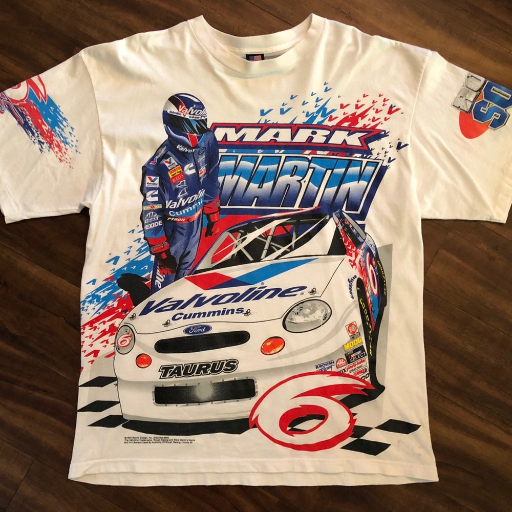 MARK MARTIN VINTAGE NASCAR ALL OVER PRINT T-SHIRT